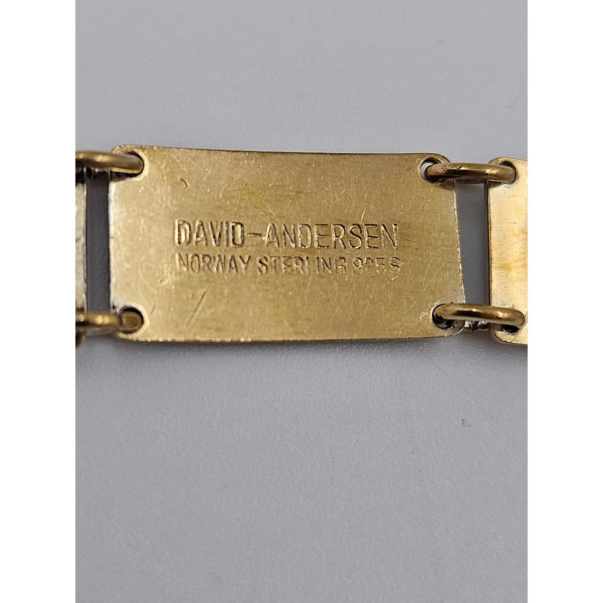 David Andersen Jewelry David Andersen Norway Sterling & Enamel Art Deco Floral Panel Link Bracelet 40s