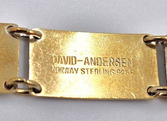 David Andersen Jewelry David Andersen Norway Sterling & Enamel Art Deco Floral Panel Link Bracelet 40s