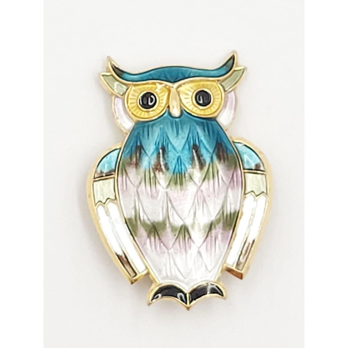 David Andersen Jewelry David Andersen Norway Sterling & Enamel Owl Brooch Pin Pendant Circa 1950&