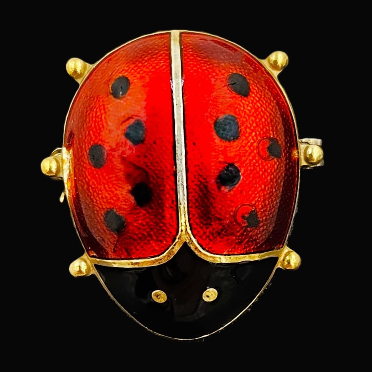 David Andersen Jewelry David Andersen Norway Sterling & Guilloche Enamel Ladybug Brooch Circa 1950s
