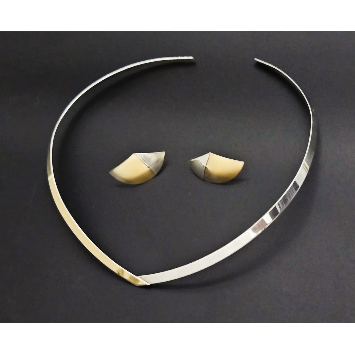 Ed Levin Jewelry Ed Levin Vintage Abstract Modernist Sterling 14K Gold Earrings & Necklace