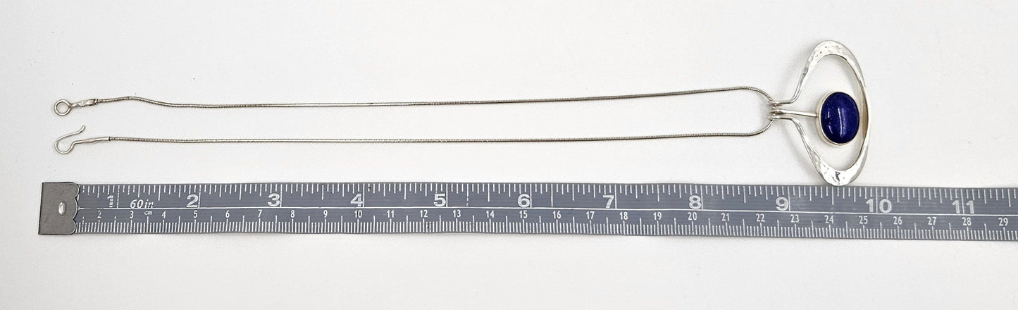 Ed Levin Jewelry Retired Ed Levin Modernist Articulating Sterling & Lapis Lazuli Necklace 1980s