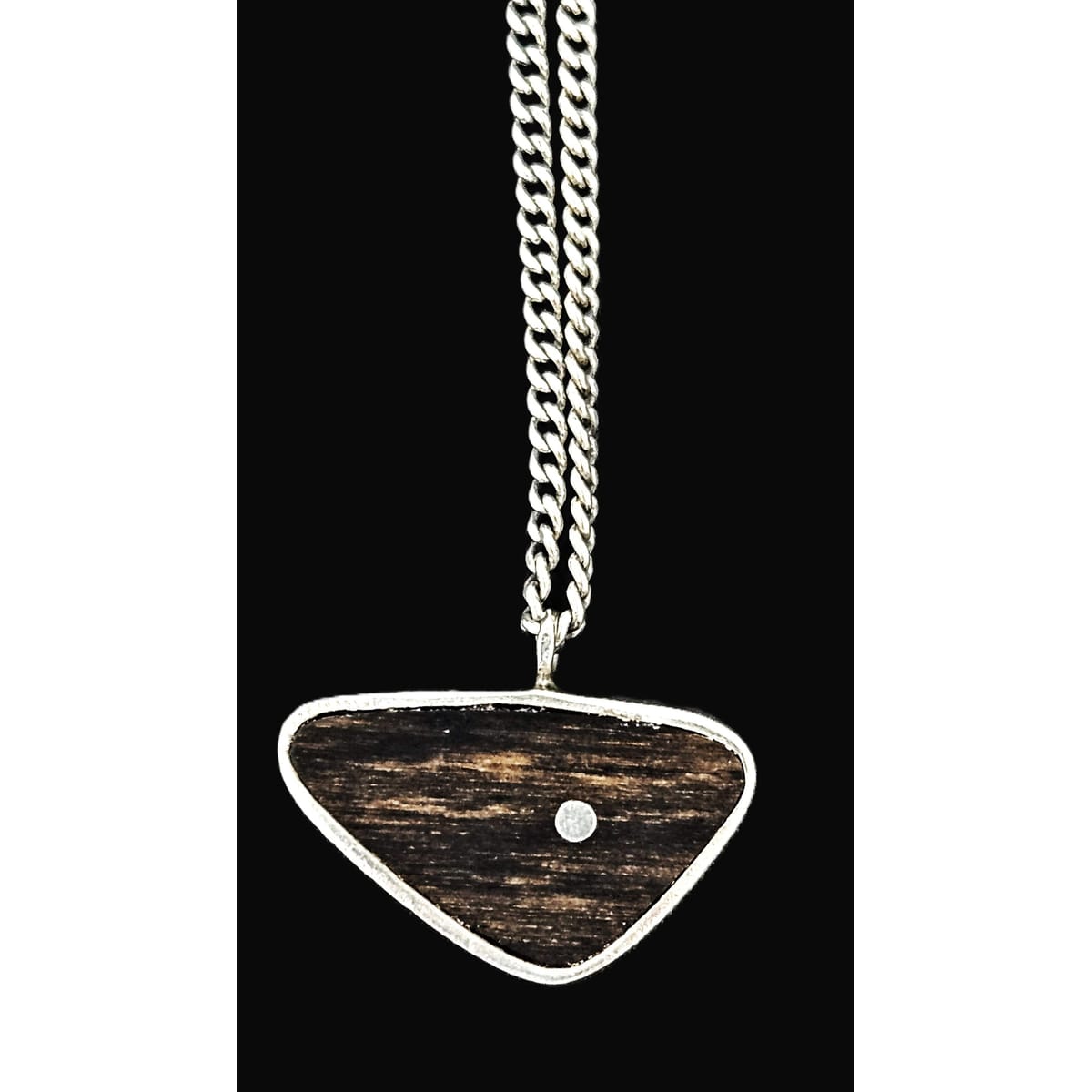 Ed Wiener Jewelry Superb Ed Wiener Sterling & Ebony Wood Modernist Pendant Necklace C. 1950s