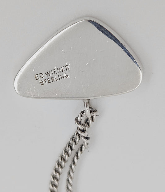 Ed Wiener Jewelry Superb Ed Wiener Sterling & Ebony Wood Modernist Pendant Necklace C. 1950s