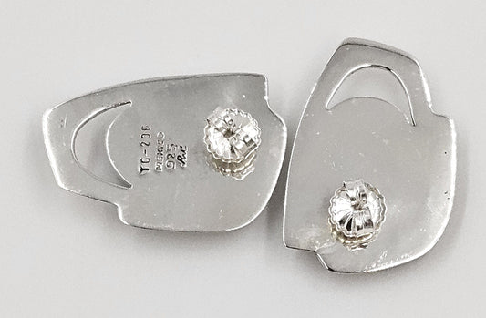 Erika Hult de Corral "Ric" Jewelry Artisan Erika Hult de Corral "Ric" Taxco Sterling Onyx Modernist Earrings 1980s