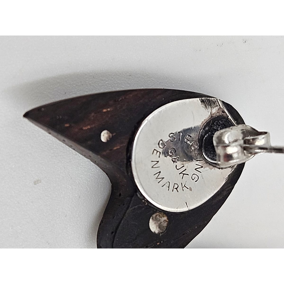 G & JK Denmark Jewelry G & JK Denmark Sterling and Wood Atomic Retro Modernist Earrings