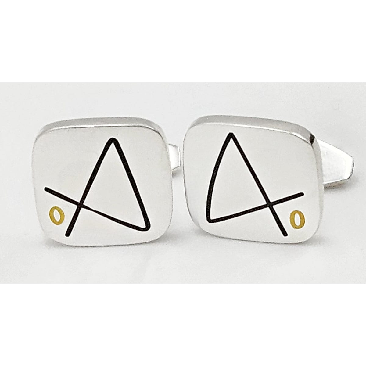 Hans Hansen Jewelry Superb Rare Hans Hansen Denmark Sterling & Enamel Modernist Cufflinks