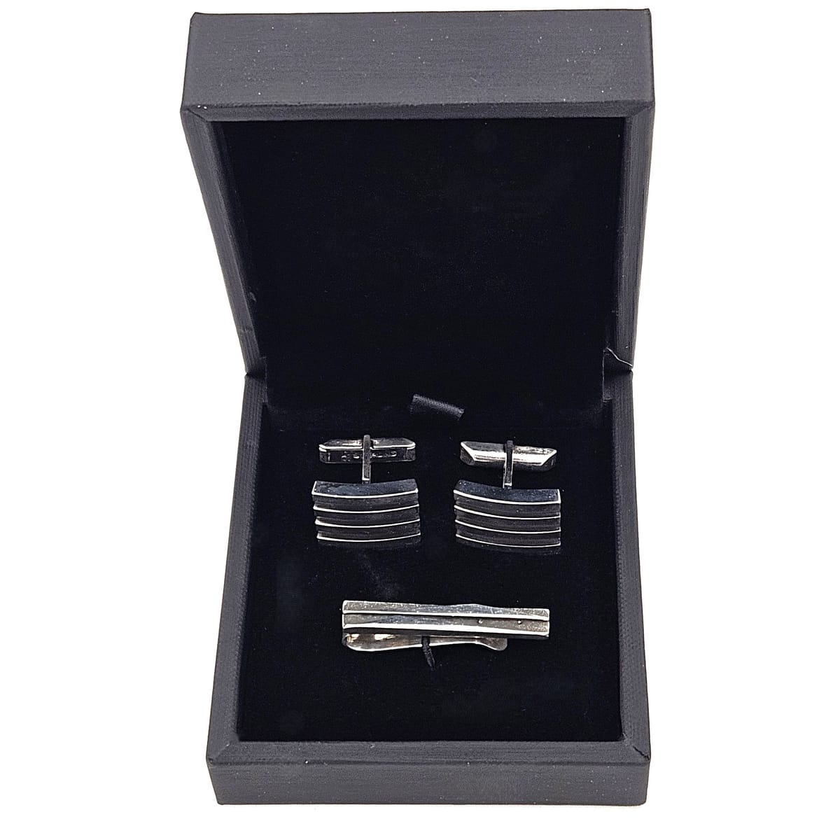 Harold Fithian Jewelry Rare Superb Harold Fithian Sterling Modernist Tie Clip & Cufflinks Circa 50/60s