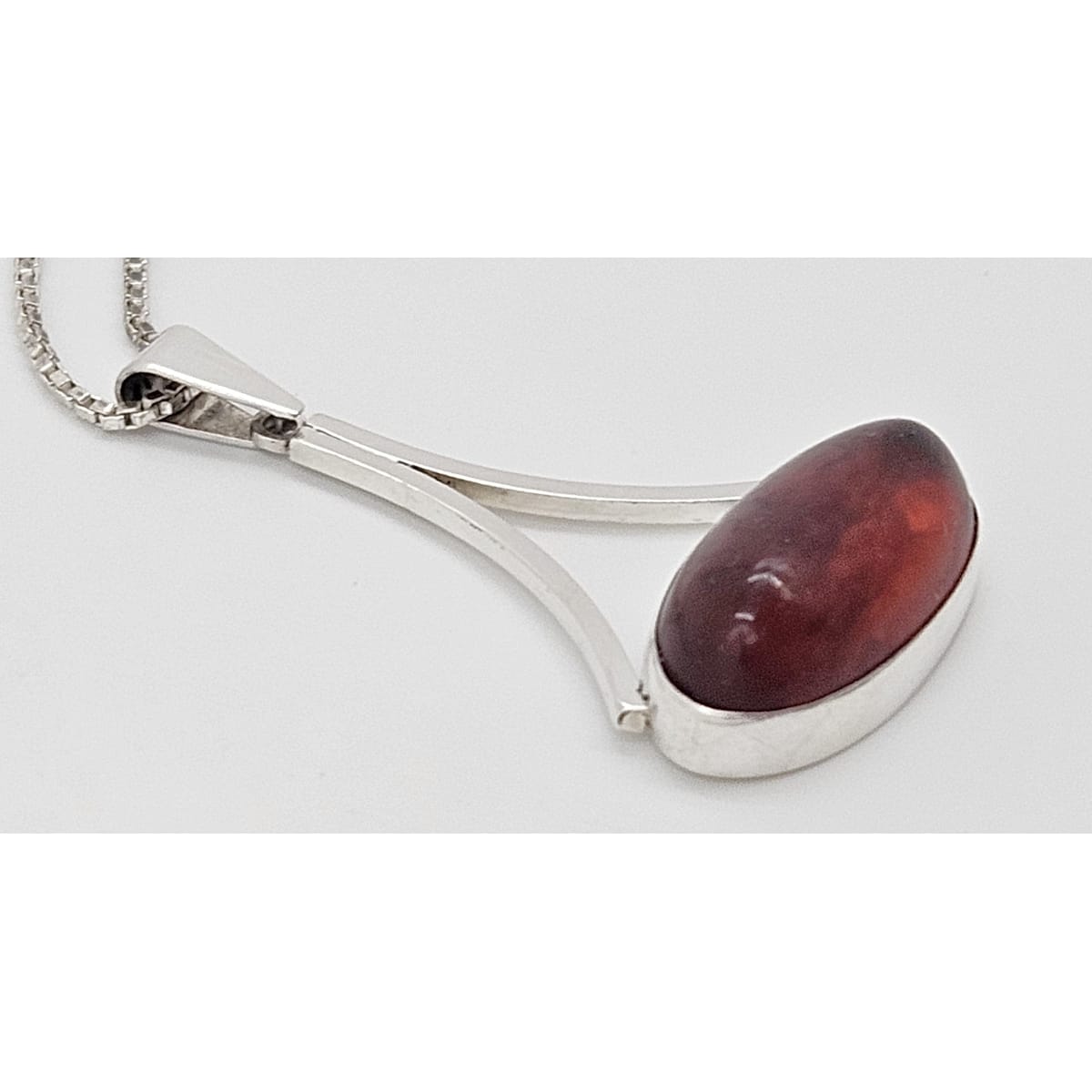Henning Ulrichsen Jewelry Henning Ulrichsen Sterling & Amber Large Modernist Pendant Necklace 1960s