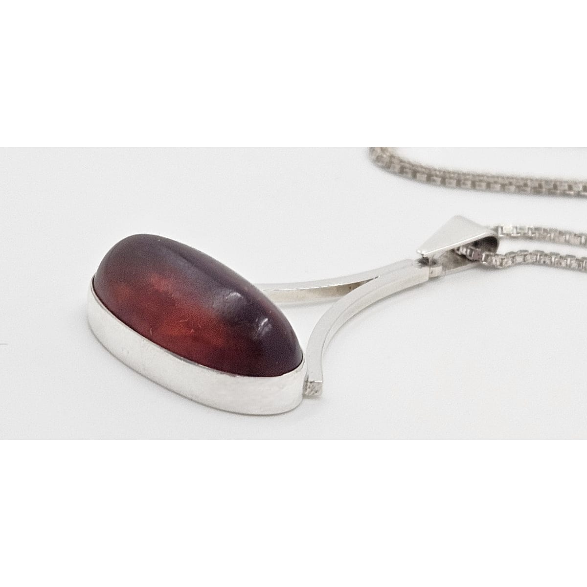 Henning Ulrichsen Jewelry Henning Ulrichsen Sterling & Amber Large Modernist Pendant Necklace 1960s