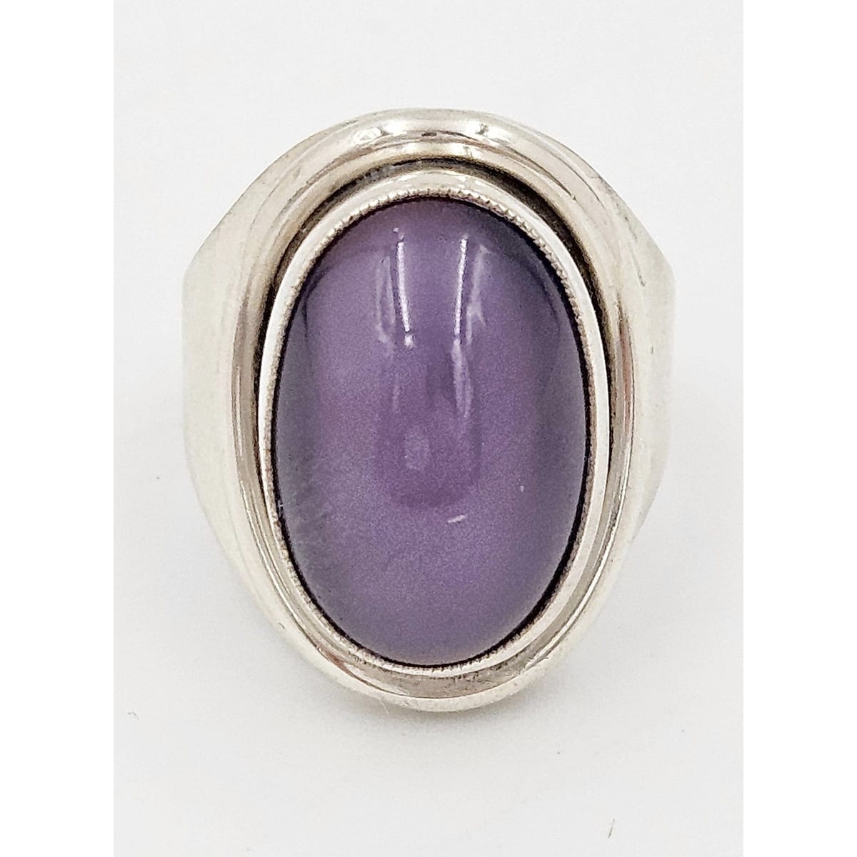 Hermann Siersbol Jewelry Danish Hermann Siersbol Modernist Sterling & Amethyst Domed Cocktail Ring 1960s