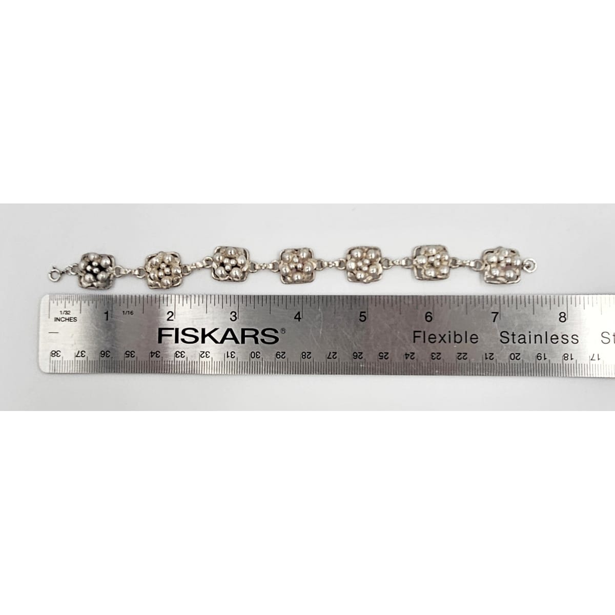 Hobé Sterling Jewelry Hobé et Cié Paris New York Sterling Silver Floral Panel Link Bracelet C. 1940&