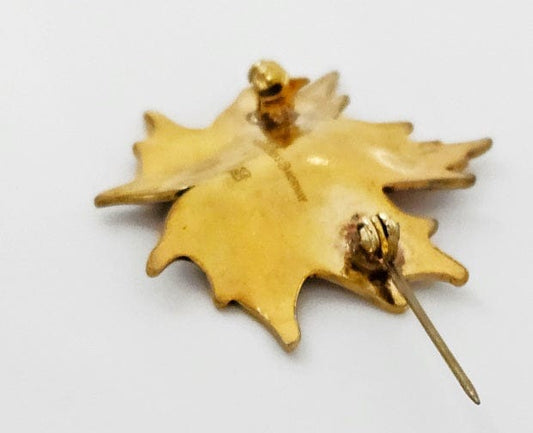 Hroar Prydz Jewelry Jens E Jensen Hroar Prydz Norway Sterling Enamel Maple Leaf Brooch 1920s