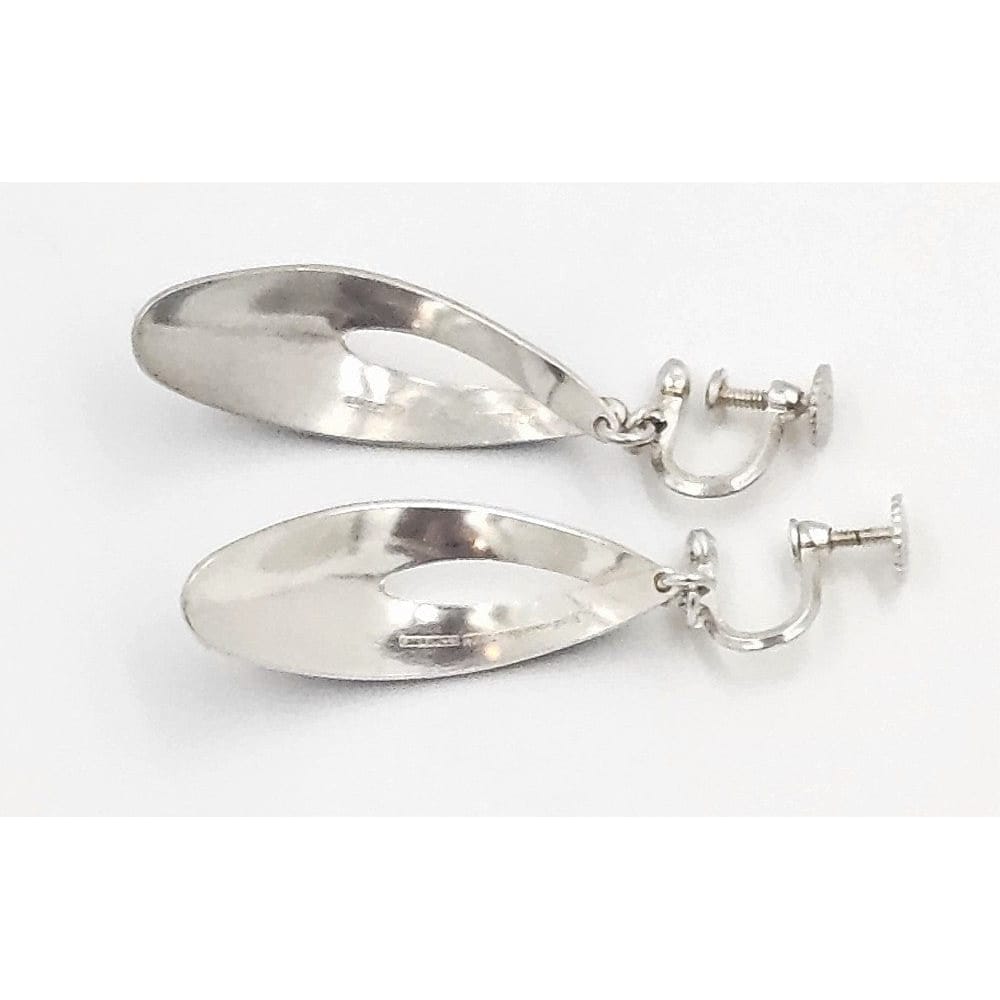 J Tostrup Jewelry Rare J Tostrup Norway Sterling & Guilloche Enamel Dangle Drop Earrings 1950&