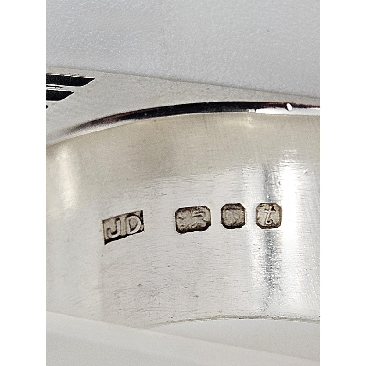 JD Sterling Ring Jewelry Vintage Designer Modernist JD UK MARKS Sterling Silver & Square Faced Ring