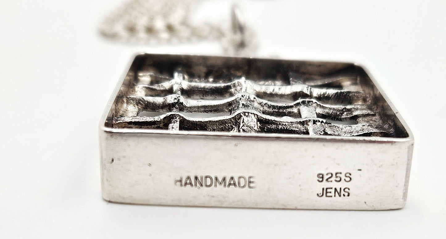 Jens Gudjonsson Jewelry Rare Jens Guðjónsson Iceland Sterling Brutalist XL Pendant Necklace 1960/70s