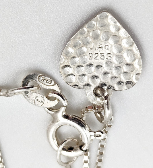Jens Johannes Aagaard Jewelry Denmark Jens J Aagaard Sterling & Enamel Heart Pendant Necklace NIB 1950s