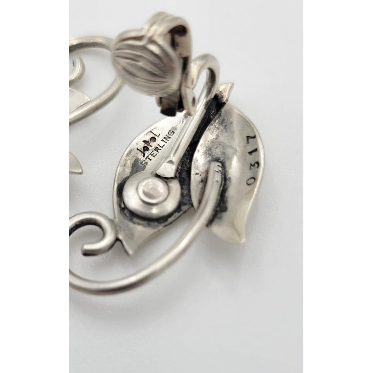Joan Polsdorfer Jewelry 1950s JoPoL Georg Jensen Modernist Sterling Silver Flower Earrings
