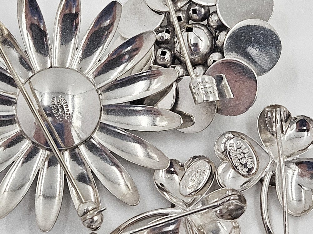 John Lauritzen Jewelry Denmark Designer John Lauritzen Sterling Large Daisy Flower Brooch C. 1960s