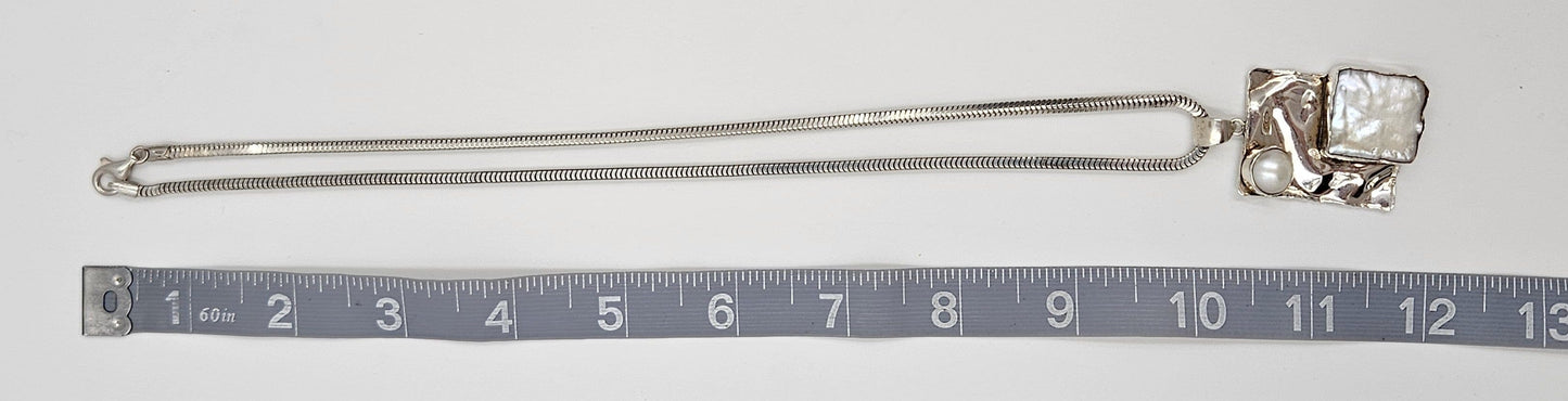 Julie Sandlau Jewelry Vintage/Retired Denmark Julie Sandlau Modernist Sterling Mabe Pearl Necklace