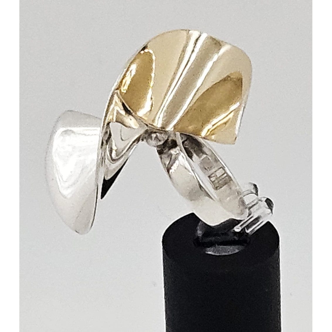 Kaunis Koru Jewelry Designer Finnish Kaunis Koru Sterling & Gold Modernist HUGE Ring 1976