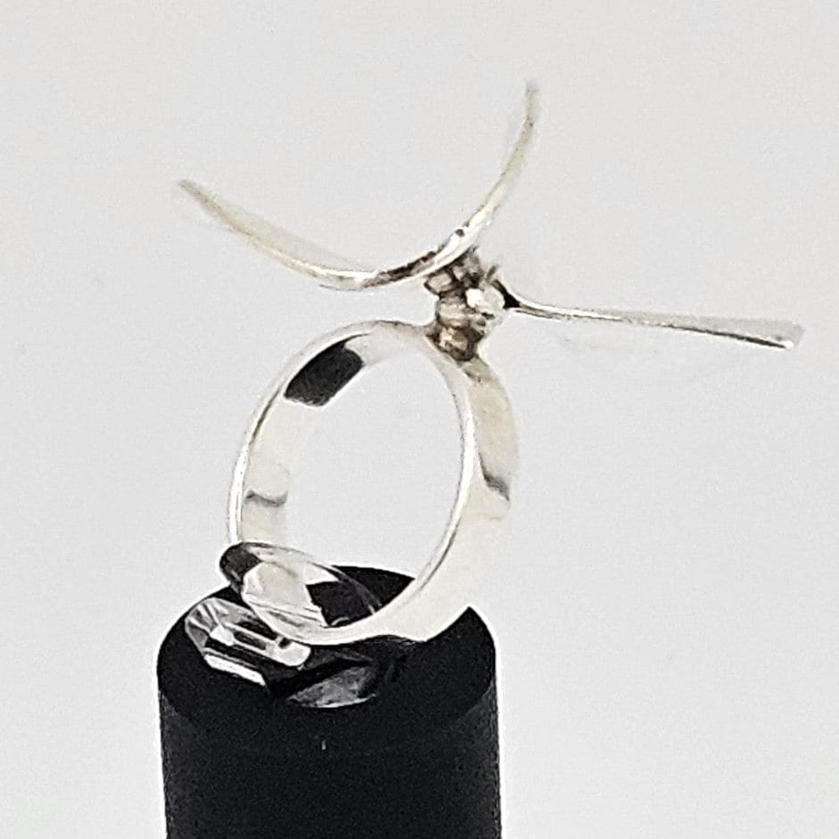 Kaunis Koru Jewelry Designer Finnish Kaunis Koru Sterling & Gold Modernist HUGE Ring 1976