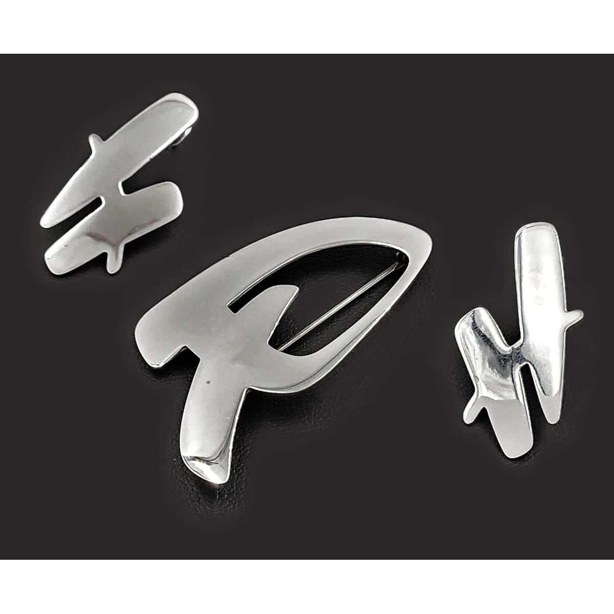 Koplentz Jewelry Koplentz? Sterling Modernist Brooch & Earrings