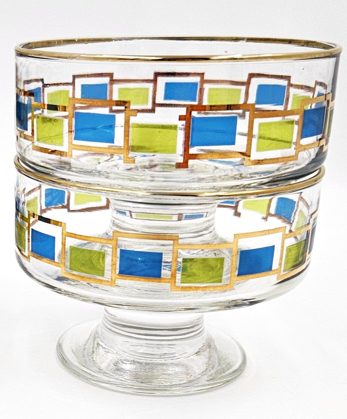 Libbey Serveware MCM Libbey Nordic Pattern Set/2 Footed Sherbet Bowls Barware Coupes 1950's