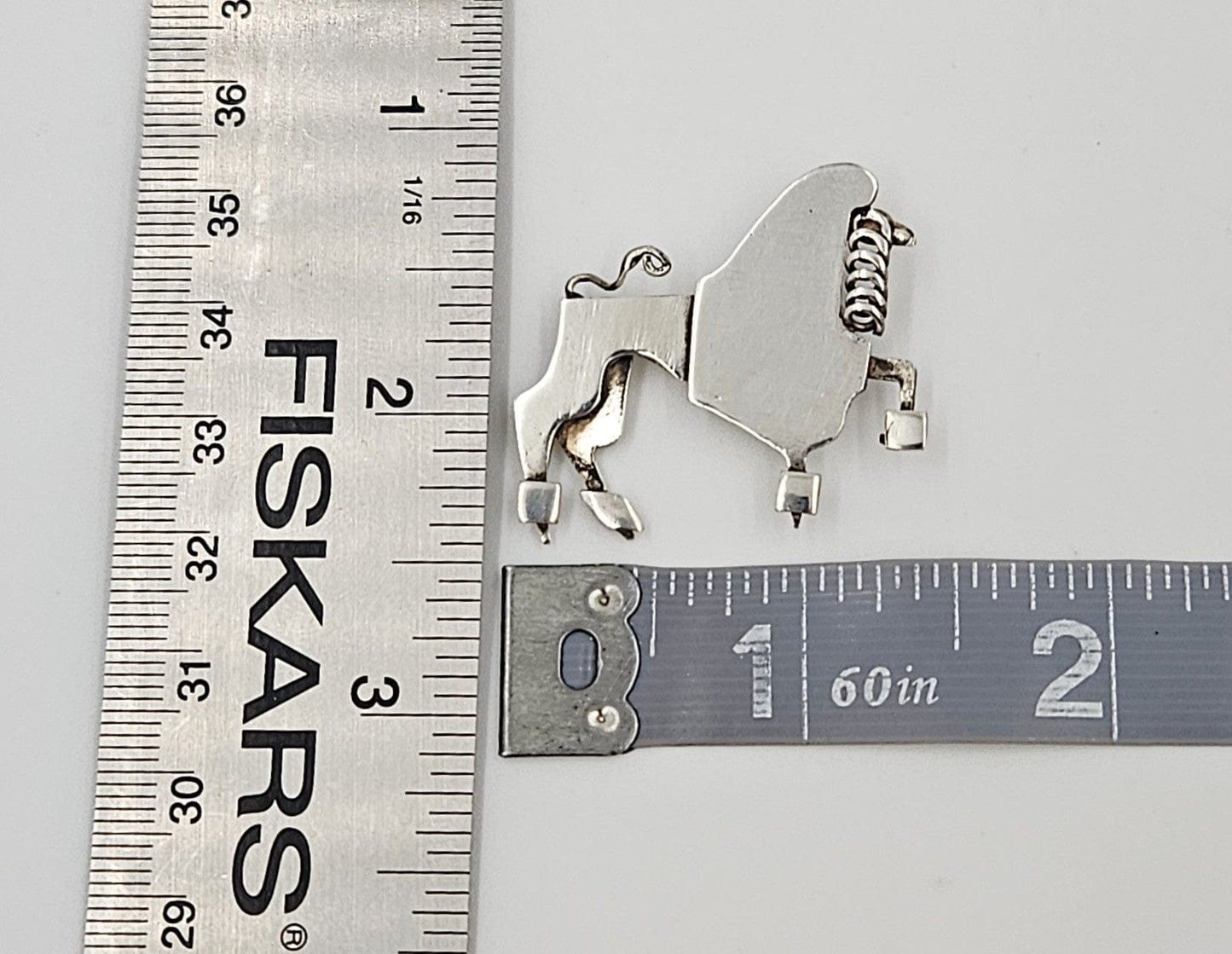 Vintage sterling silver abstract modernist Constructivism Bull Taurus Brooch Pin, view 8 of 8