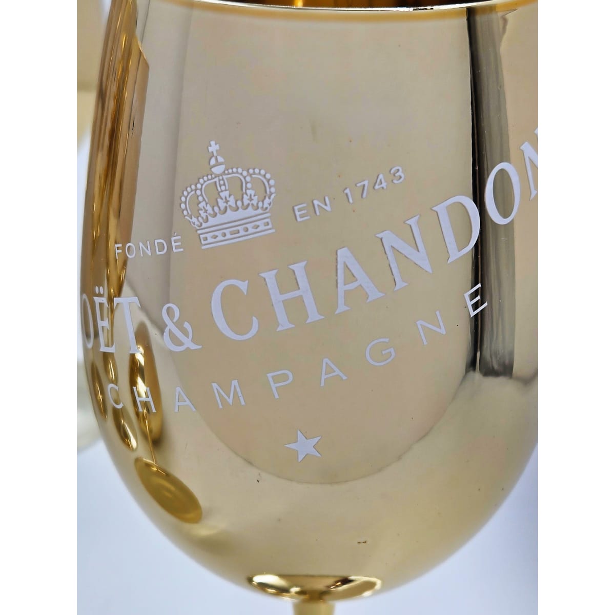 Moet Chandon Barware NOS Gold Crystal Glass Moët & Chandon Wine Water Champagne Goblets IOB