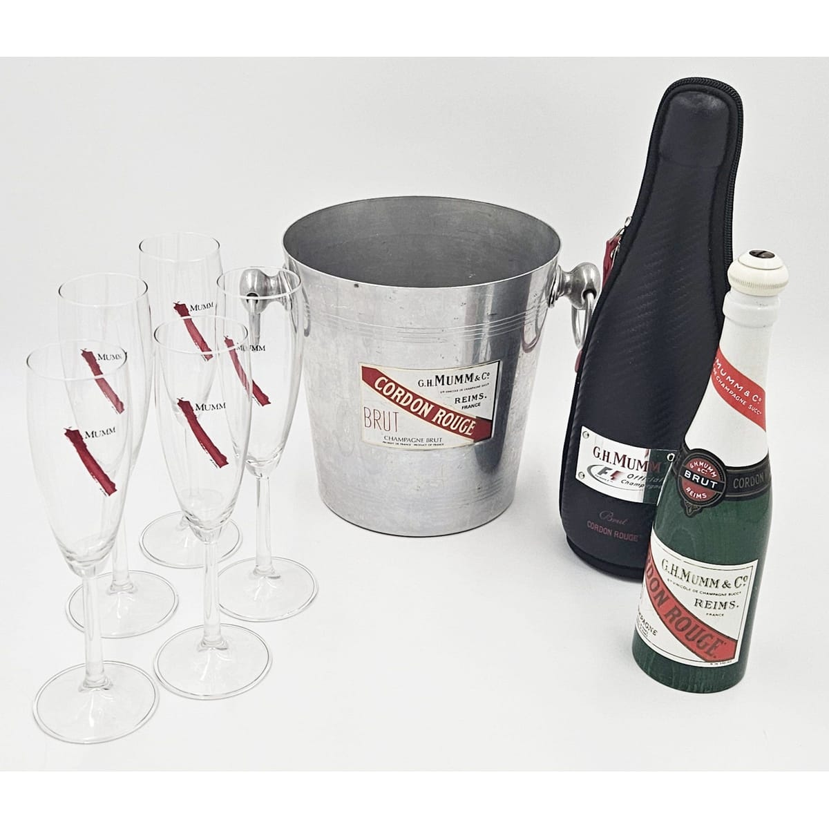 Mumm Champagne Barware MCM Mumm Champagne Ice Bucket Glassware & More Lot 1