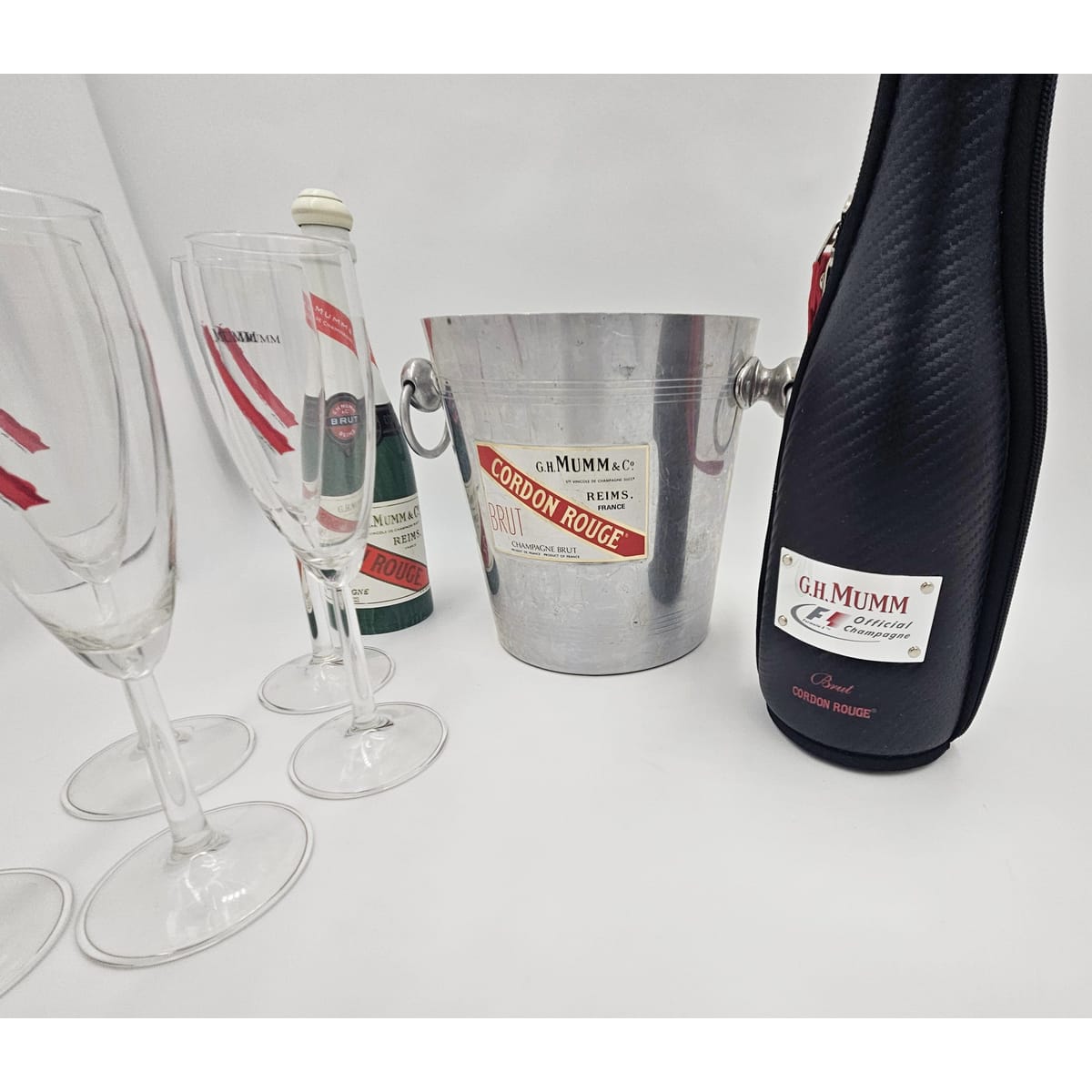 Mumm Champagne Barware MCM Mumm Champagne Ice Bucket Glassware & More Lot 1