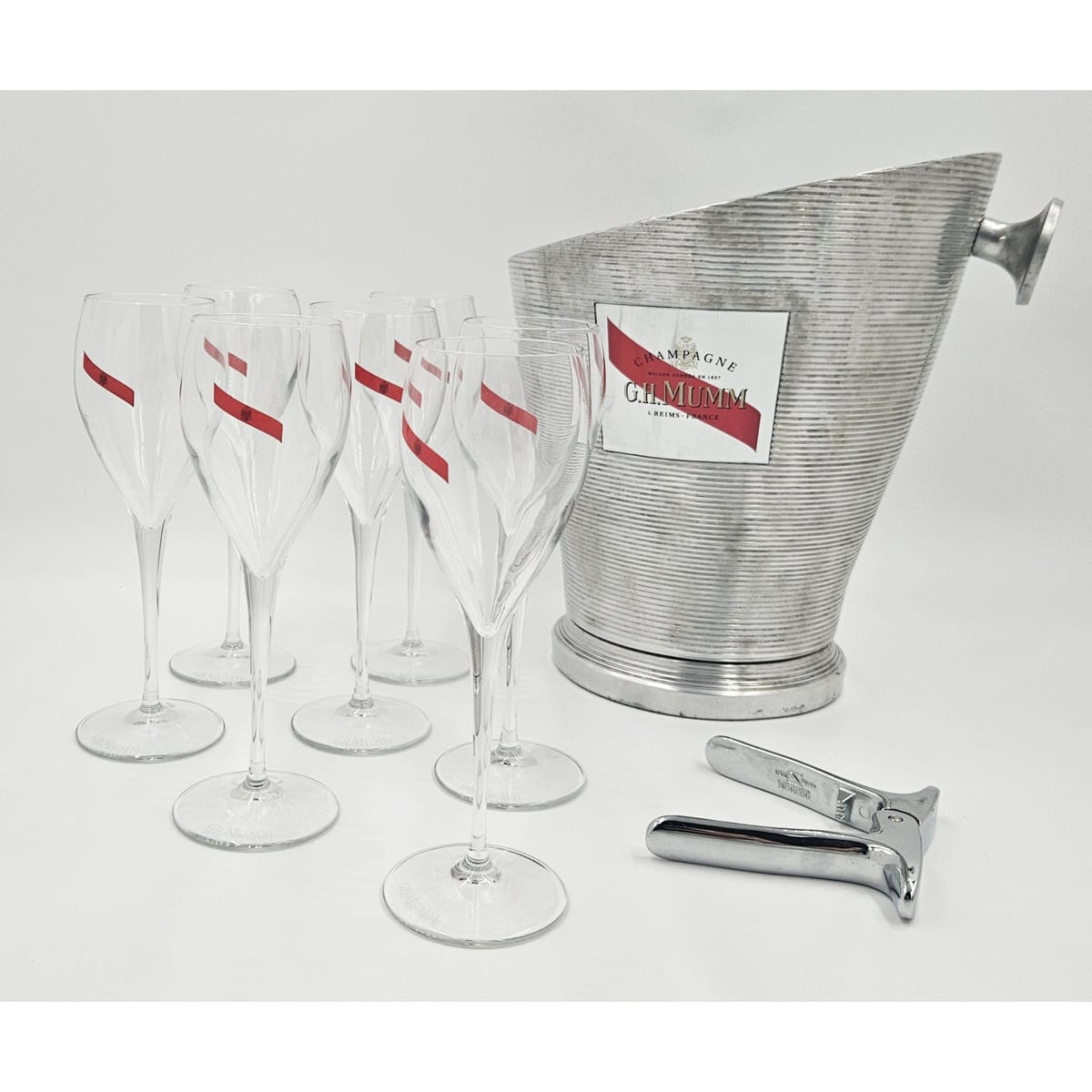 Mumm Champagne Barware MCM Mumm Champagne Ice Bucket Glassware & More Lot 2