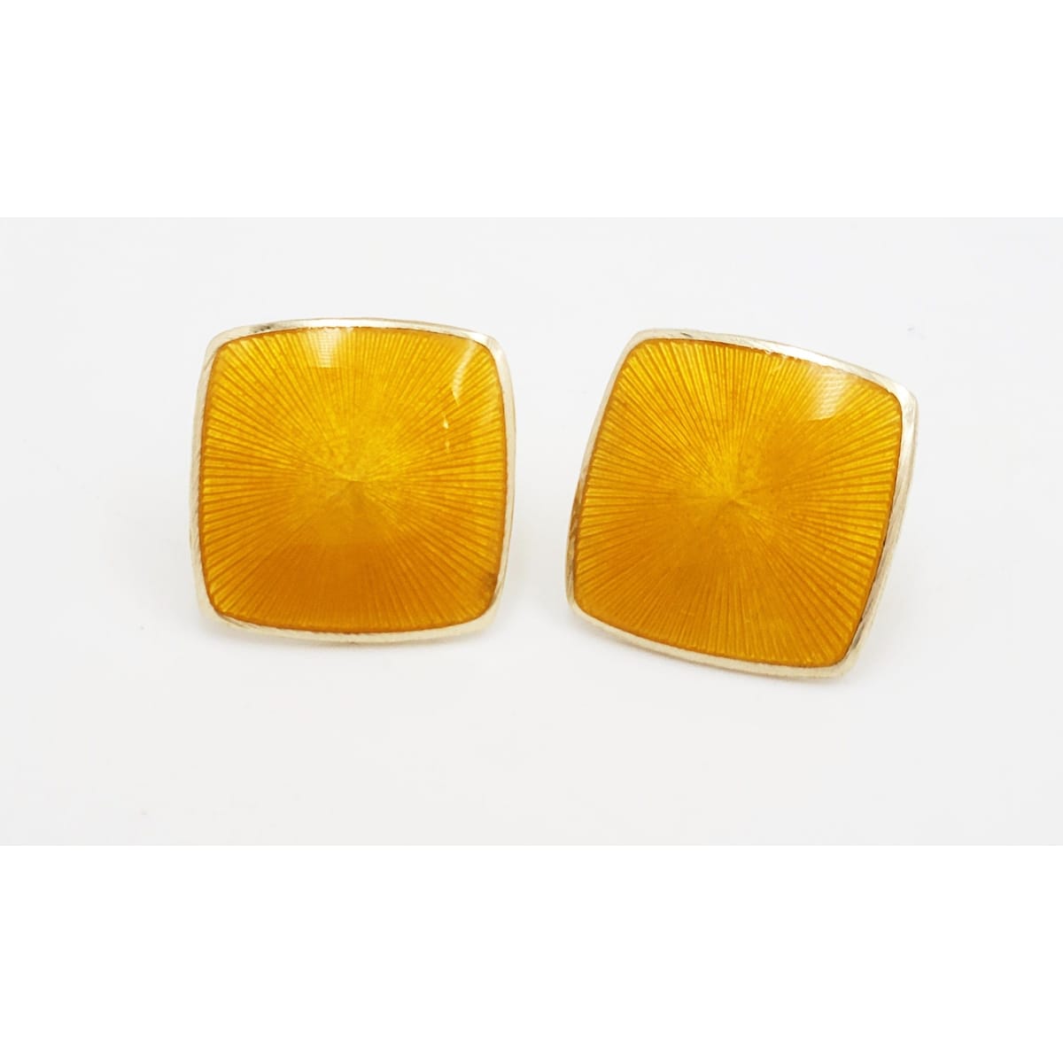 OPRO Jewelry OPRO Norway Sterling & Yellow Guilloche Enameled PIERCED Earrings