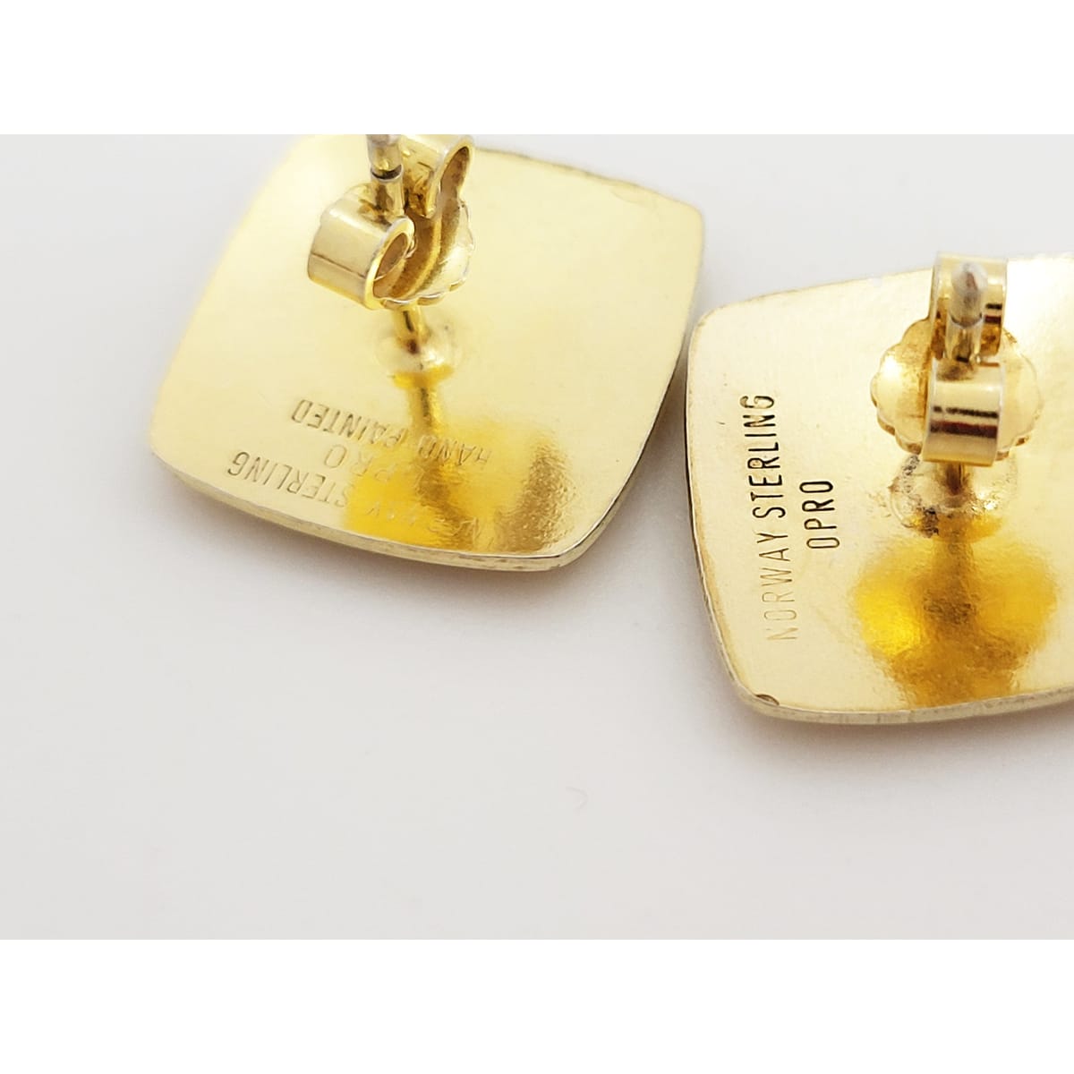 OPRO Jewelry OPRO Norway Sterling & Yellow Guilloche Enameled PIERCED Earrings
