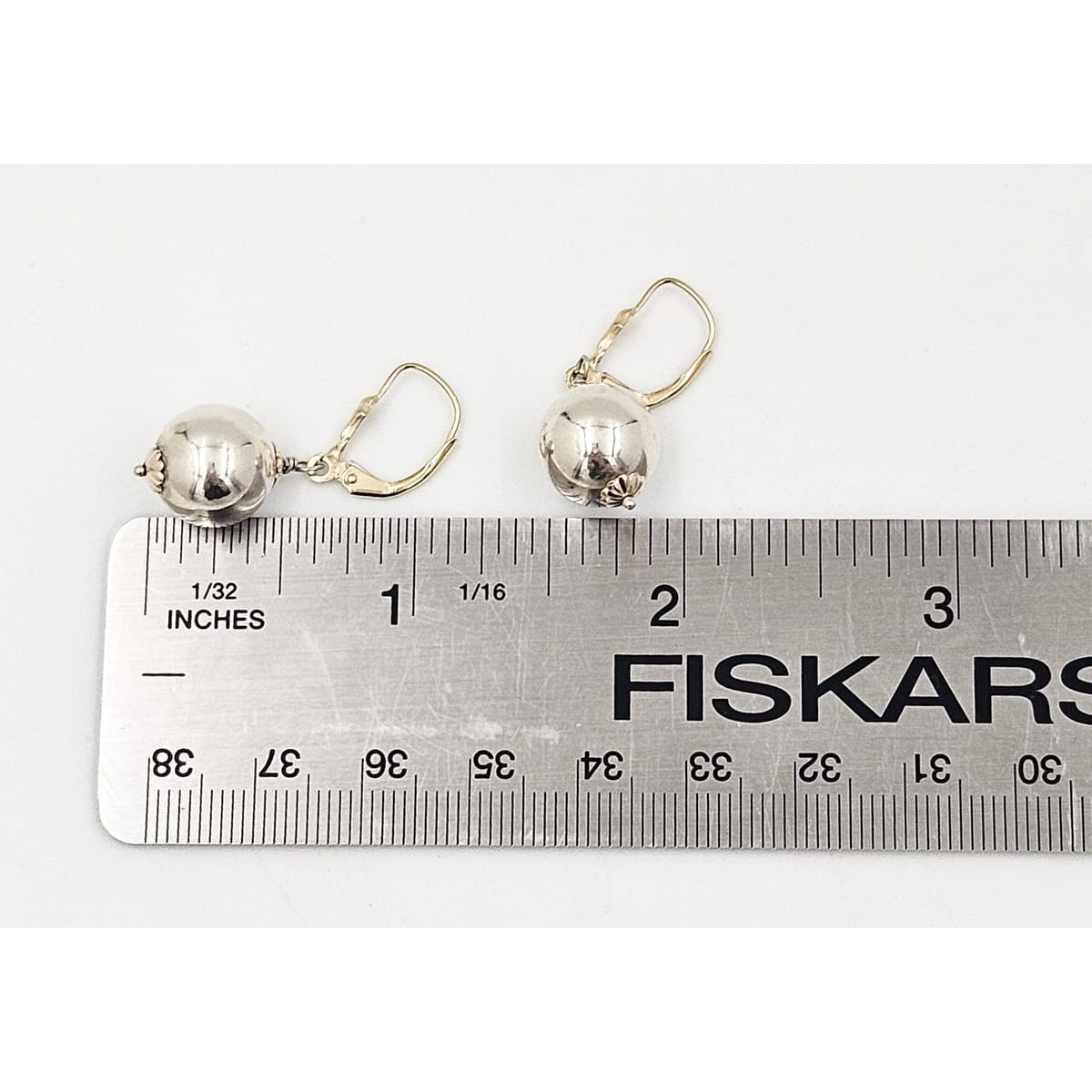 P/PRC Jewelry Designer Signed Sterling & 14k Modernist Drop Dangle Earrings