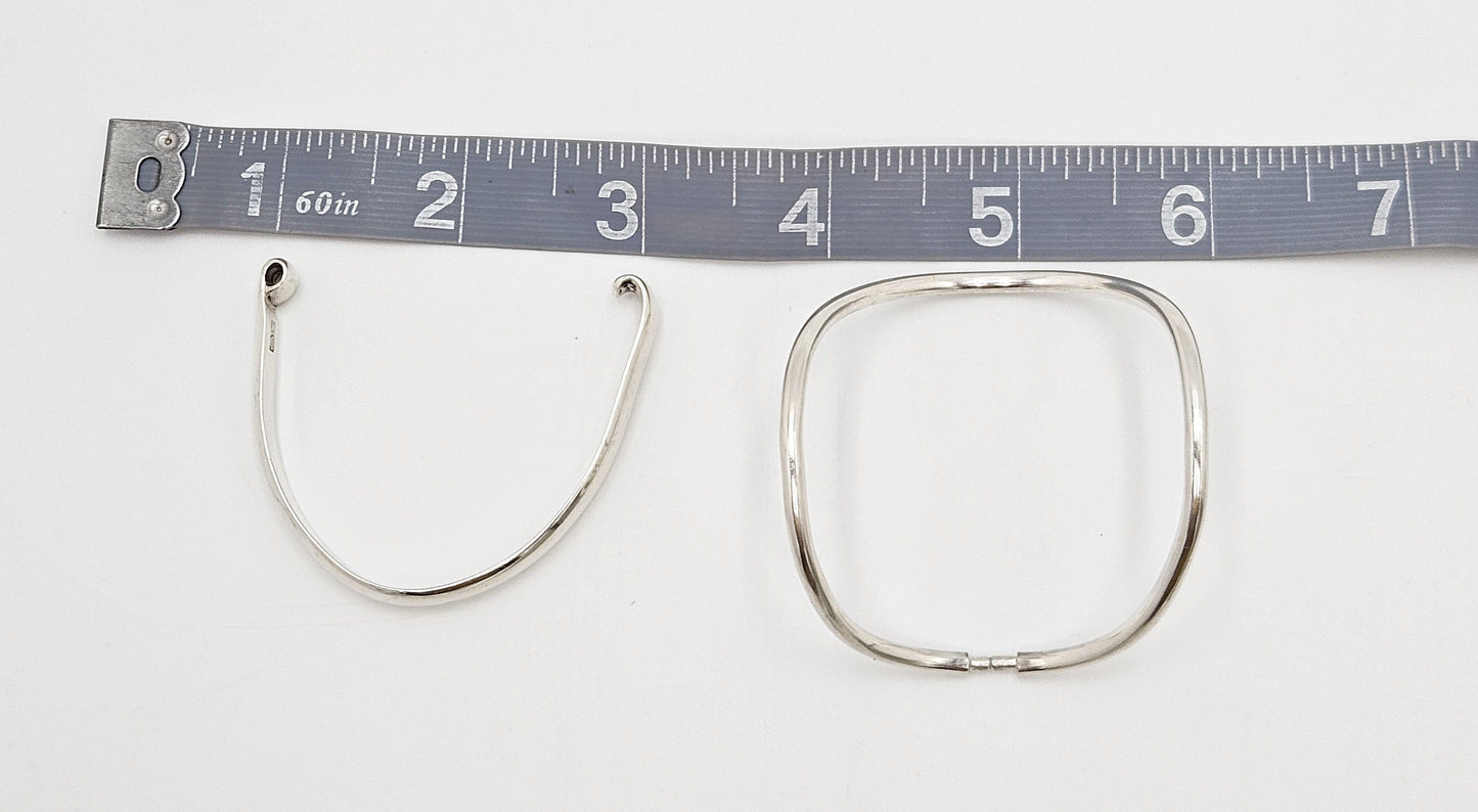 Vintage Artisan Signed PM sterling silver modernist Tubular 2-Piece Bangle Bracelet, view 10 of 10