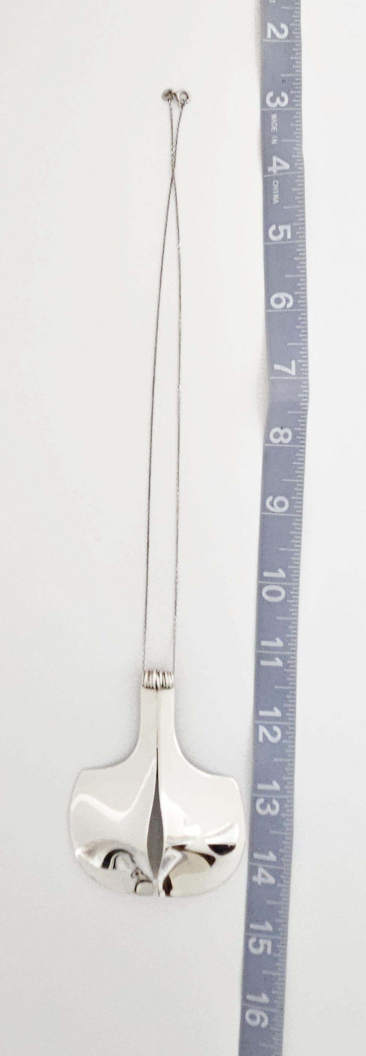 Prele Sterling Jewelry Artisan Signed Sterling Silver Unisex Abstract Modernist XL Pendant Necklace