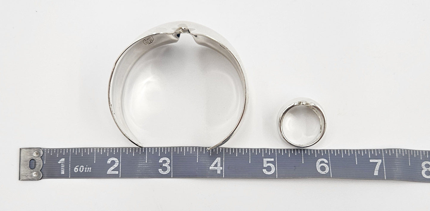 Robert Lee Morris Jewelry Robert Lee Morris Sterling Modernist Bracelet & Ring Set - 1980's