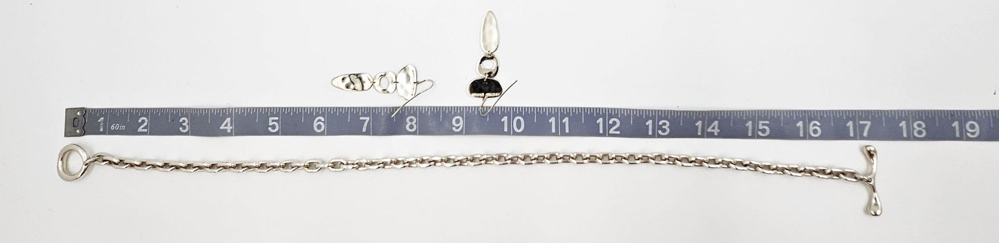 Robert Lee Morris Jewelry Superb Robert Lee Morris Sterling Modernist Necklace & Earrings Set C. 1980's