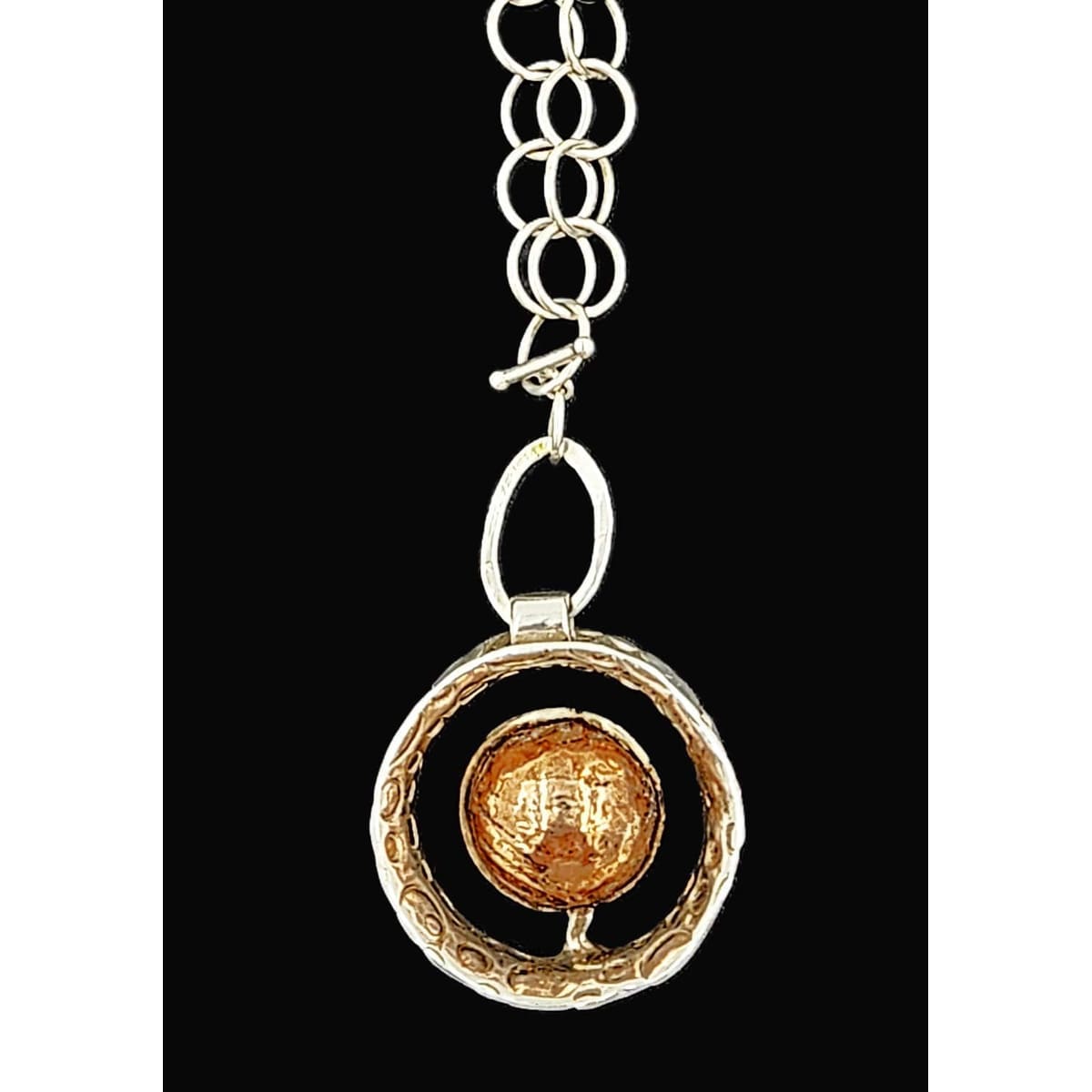 Sabando Jewelry Designer Sabando Modernist Sterling & Copper Pendant Necklace