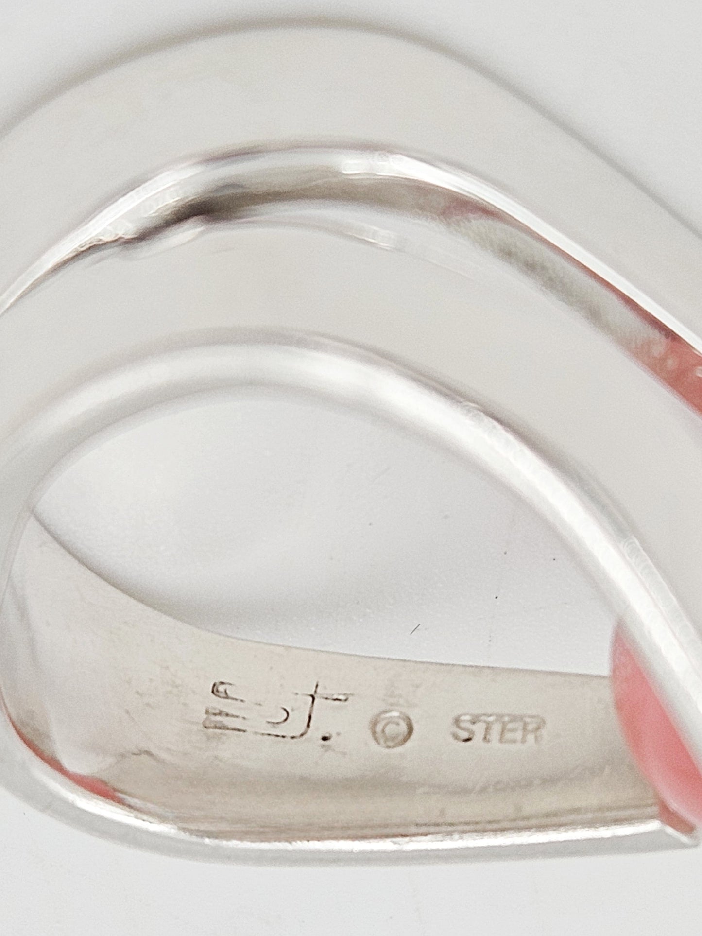 SJ Jewelry Vintage Sterling Silver SJ Abstract Modernist Cocktail Ring