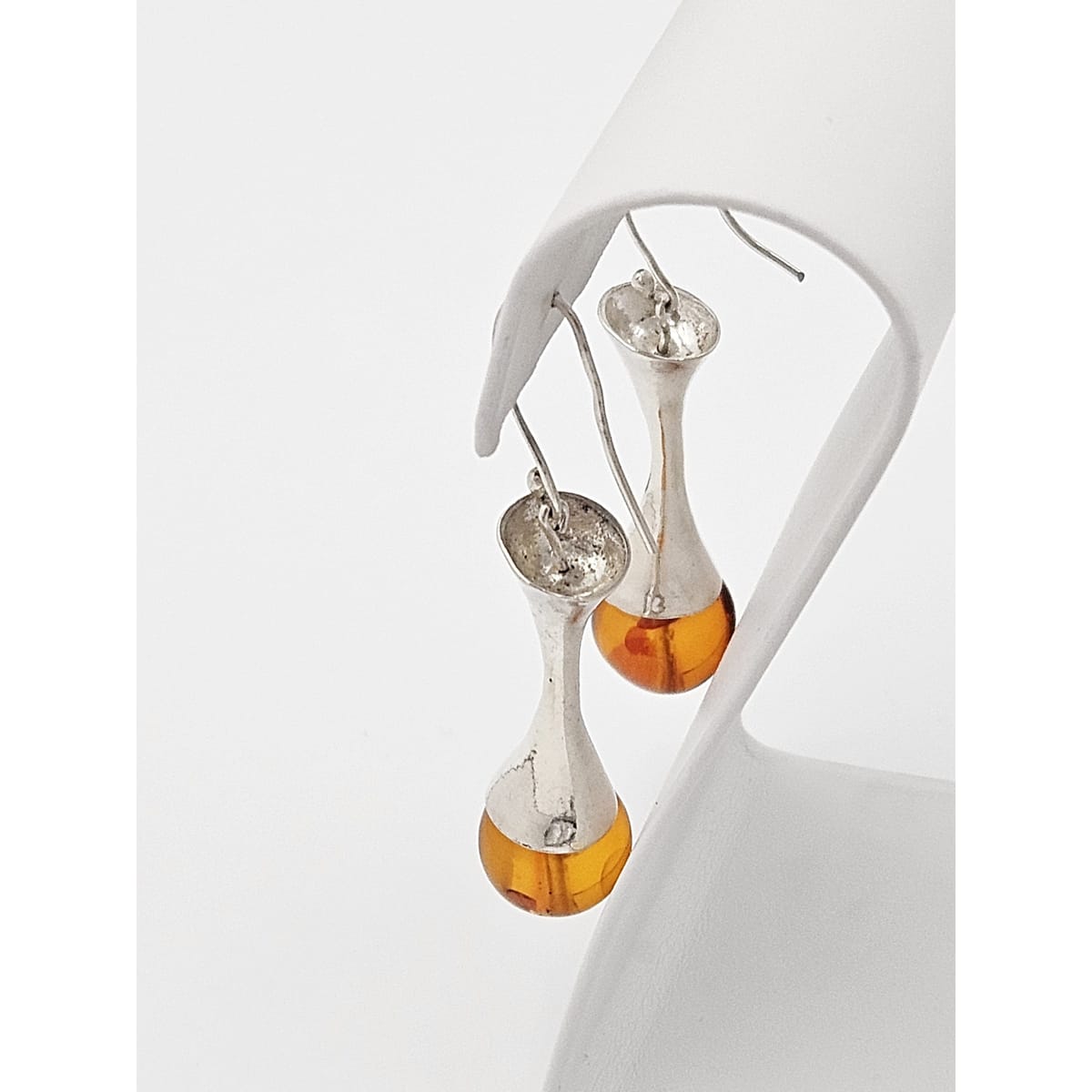 Sterling and Amber Set Jewelry Vintage Scandinavian Sterling & Amber Modernist Brooch & Earrings Set