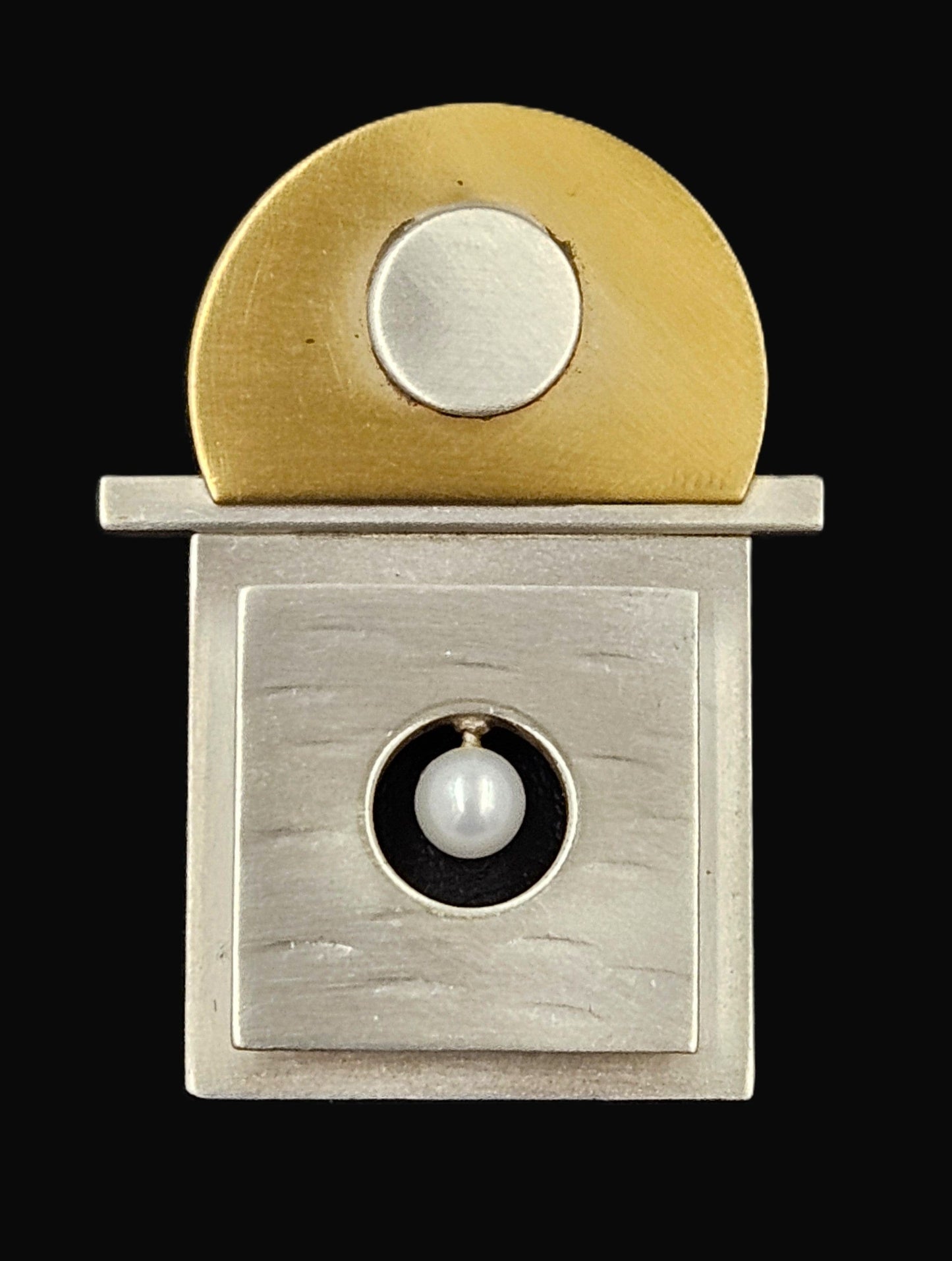 Sterling Artisan Brooch Jewelry 925 Silver & Gold Tone Brooch Lot of 2 w/ Pearl