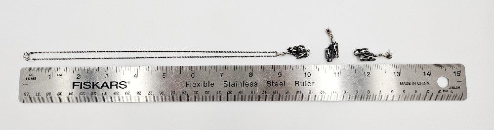 Sterling Brutalist Set Jewelry Vintage Sterling Silver Brutalist Necklace & Earrings Set - Signed