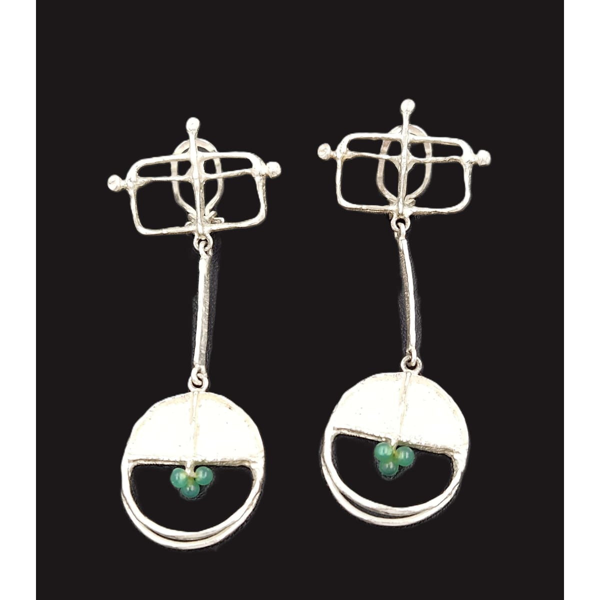 Sterling & Chalcedony Earrings Jewelry Designer Signed Sterling Silver & Chalcedony Drop Dangle Earrings Scandinavian