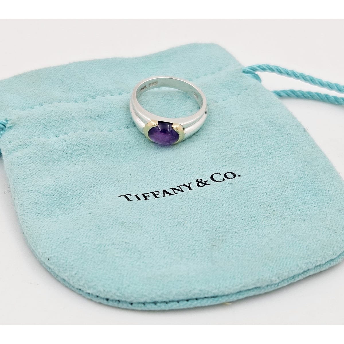 Tiffany & Co. Jewelry Antique Tiffany & Co Sterling 14k Gold Amethyst Ring w/ Bag
