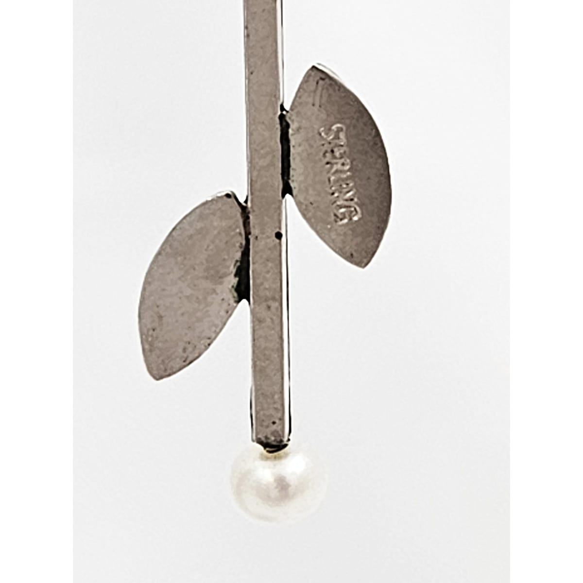 TMCMH Jewelry Artisan Signed Sterling Silver Blister Pearl Modernist Long Drop Earrings