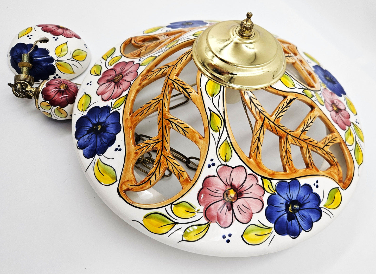 Unbranded Lighting Unbranded Floral Hanging Pendant Light Ceramic Colorful