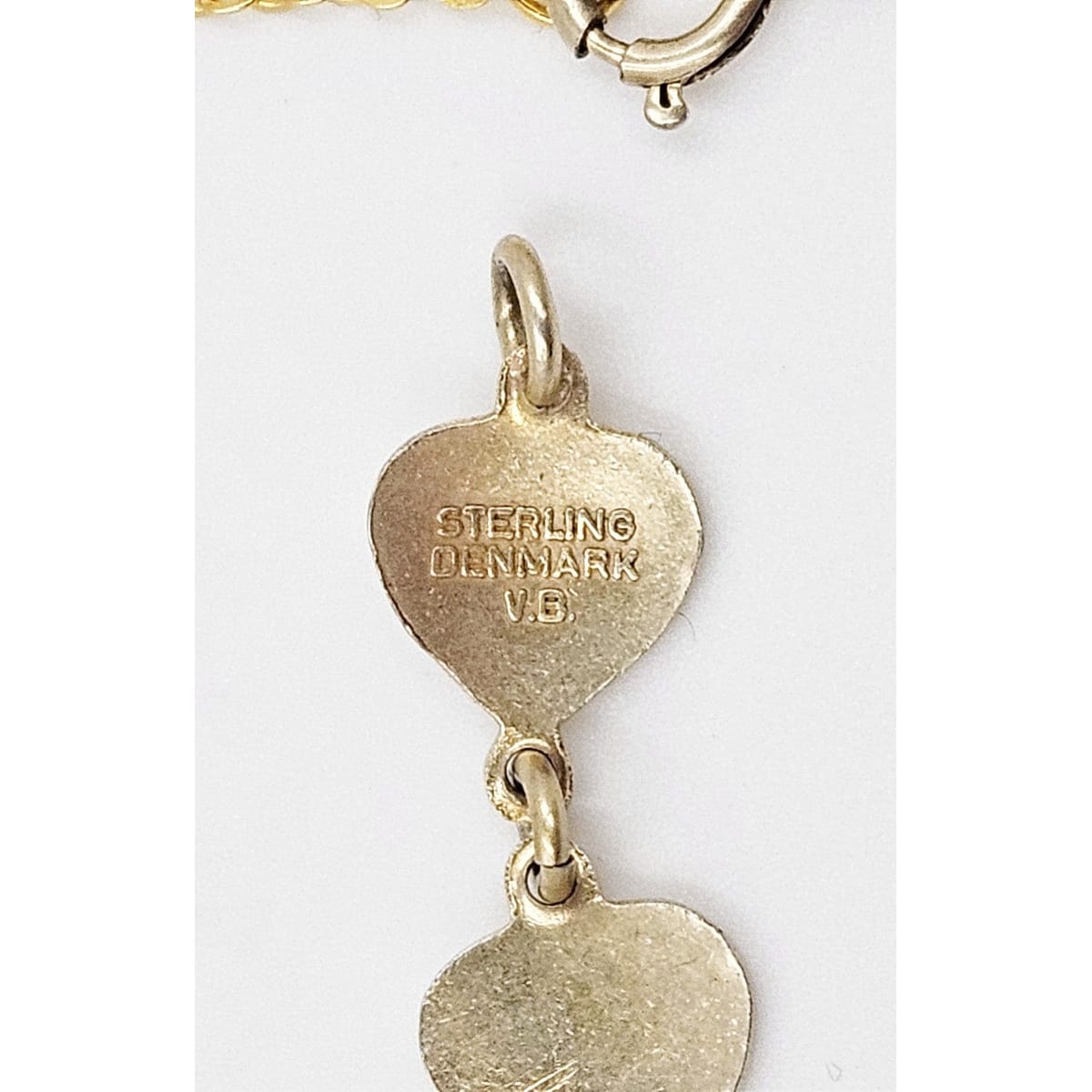Volmer Bahner Jewelry Danish Designer Volmer Bahner Sterling & Enamel Hearts Necklace 1950s
